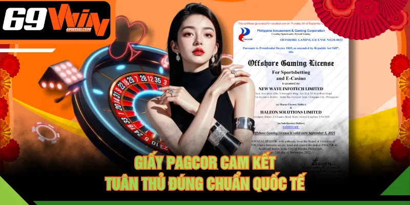 Giấy PAGCOR cam kết tuân thủ đúng chuẩn quốc tế